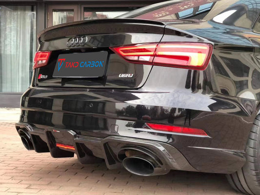 Pre-preg Carbon Fibre Diffuser with Brake light For Audi RS3 S3 8V 2018-2020