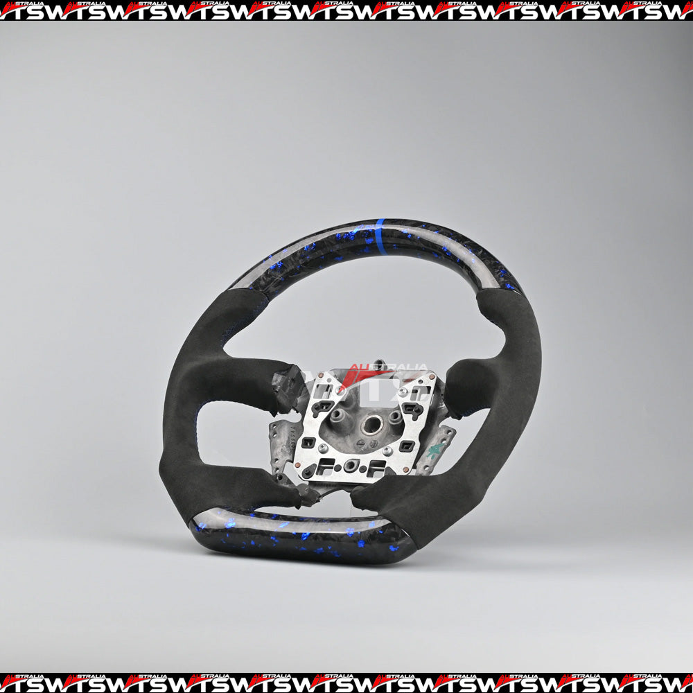 Flake Style Forged Carbon Steering Wheel (Flat Bottom) Suitable For Ford Falcon FG- FGX G6E XR6 XR8 XR50 XR6 TURBO (08-16) (Alcantara)