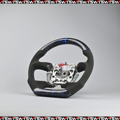 Flake Style Forged Carbon Steering Wheel (Flat Bottom) Suitable For Ford Falcon FG- FGX G6E XR6 XR8 XR50 XR6 TURBO (08-16) (Alcantara)