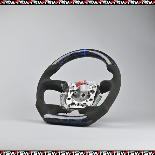 Flake Style Forged Carbon Steering Wheel (Flat Bottom) Suitable For Ford Falcon FG- FGX G6E XR6 XR8 XR50 XR6 TURBO (08-16) (Alcantara)
