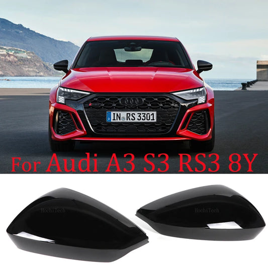 Carbon Fiber Rearview Mirror Cap Wing Side Mirror Cover Fit For Audi A3 S3 RS3 8Y RS 3 2021 2022 2023 2024 Replacement