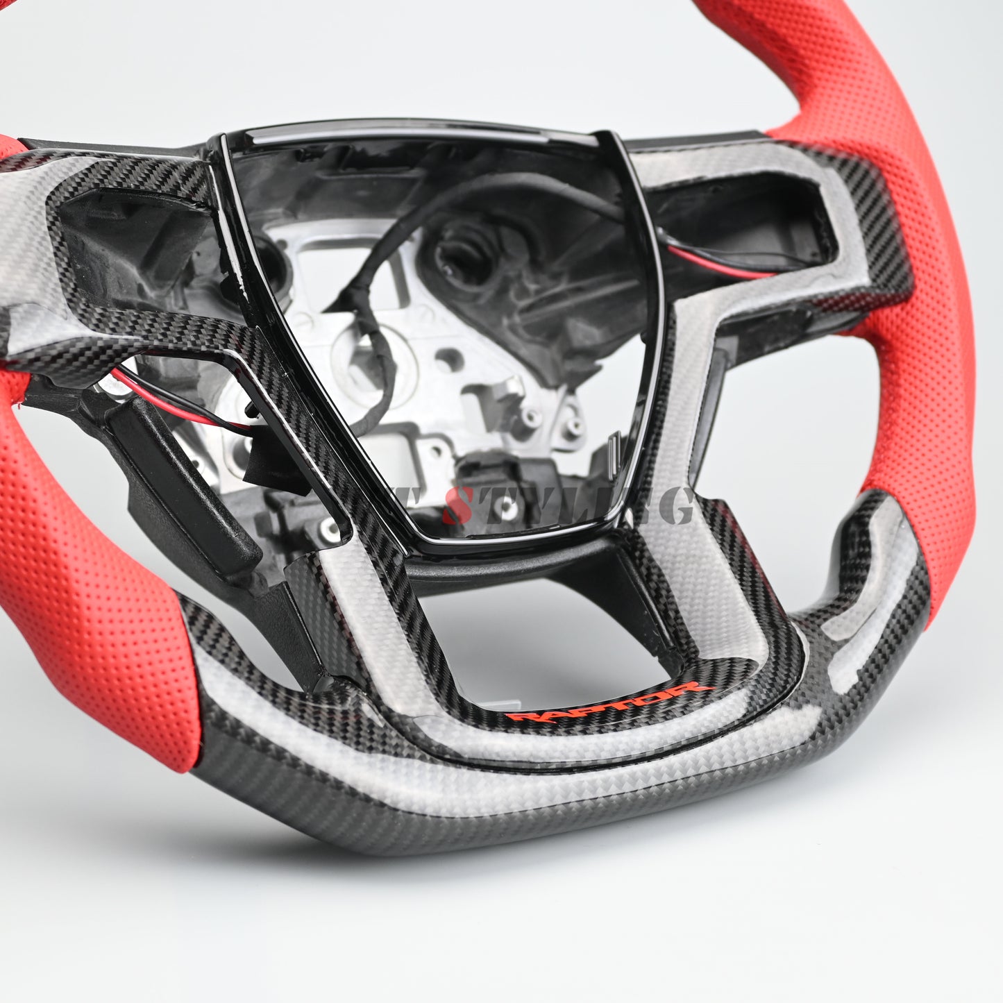 Carbon Fiber Steering Wheel Suitable For 15-20 Ford F150 Raptor with Heated (RED)