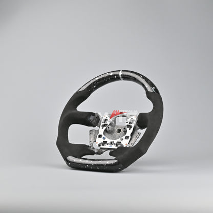 Flake Style Forged Carbon Steering Wheel (Flat Bottom) Suitable For Ford Falcon FG- FGX G6E XR6 XR8 XR50 XR6 TURBO (08-16) (Alcantara)