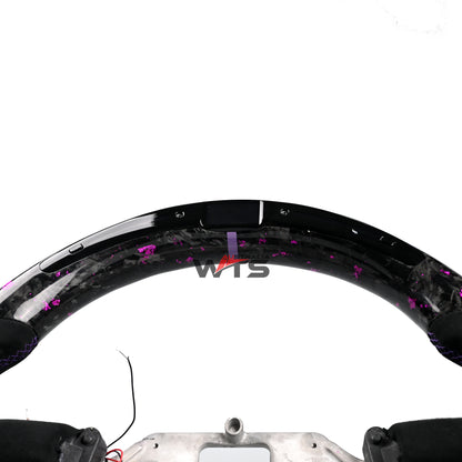 LED Shifter Indicator Display – Flake Style Forged Carbon & Alcantara Steering Wheel (Flat Bottom)