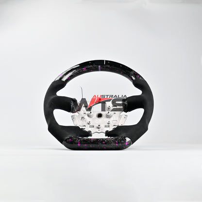 LED Shifter Indicator Display – Flake Style Forged Carbon & Alcantara Steering Wheel (Flat Bottom)