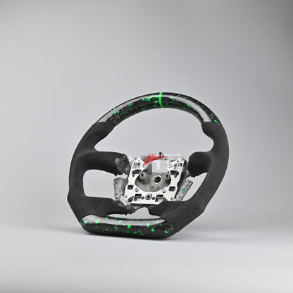 Flake Style Forged Carbon Steering Wheel (Flat Bottom) Suitable For Ford Falcon FG- FGX G6E XR6 XR8 XR50 XR6 TURBO (08-16) (Alcantara)