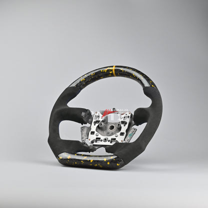 Flake Style Forged Carbon Steering Wheel (Flat Bottom) Suitable For Ford Falcon FG- FGX G6E XR6 XR8 XR50 XR6 TURBO (08-16) (Alcantara)