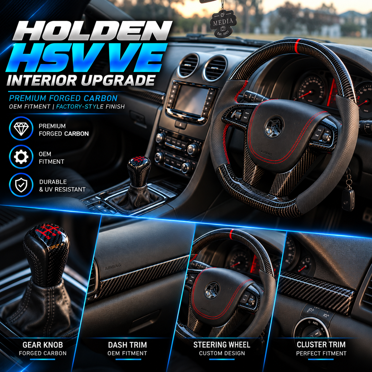 Holden VE Carbon Fibre Style Interior Bundle Kit