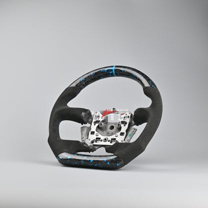 Flake Style Forged Carbon Steering Wheel (Flat Bottom) Suitable For Ford Falcon FG- FGX G6E XR6 XR8 XR50 XR6 TURBO (08-16) (Alcantara)