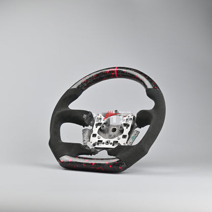 Flake Style Forged Carbon Steering Wheel (Flat Bottom) Suitable For Ford Falcon FG- FGX G6E XR6 XR8 XR50 XR6 TURBO (08-16) (Alcantara)