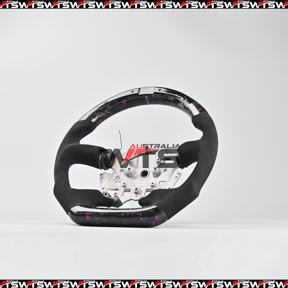 LED Shifter Indicator Display – Flake Style Forged Carbon & Alcantara Steering Wheel (Flat Bottom)